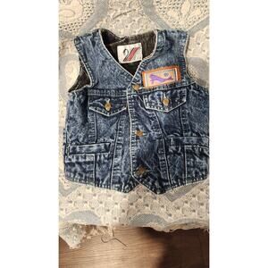 Vintage Swan Acid Wash Denim Vest Corduroy Lined Size 2 - 90s Kids